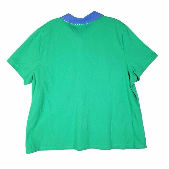 Talbots Polo Shirt Green Cotton Stretch Short Sleeve Plus Size 2X Watermelon - Picture 3 of 9